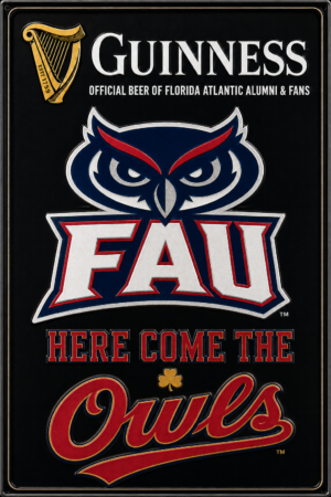 Guinness FAU Owls Here Come the Owls Wall Sign