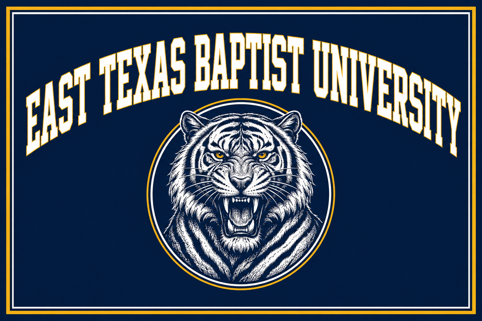 East Texas Baptist University Tiger Navy and Gold Wall Art