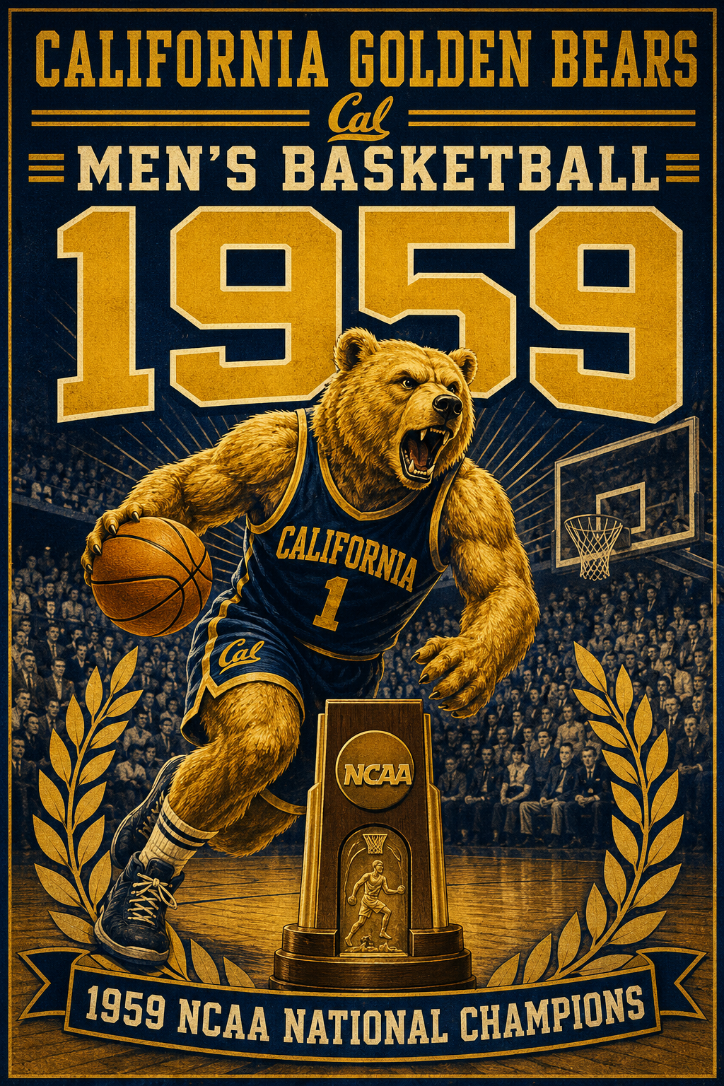 California Golden Bears 1959 Basketball Champions Poster