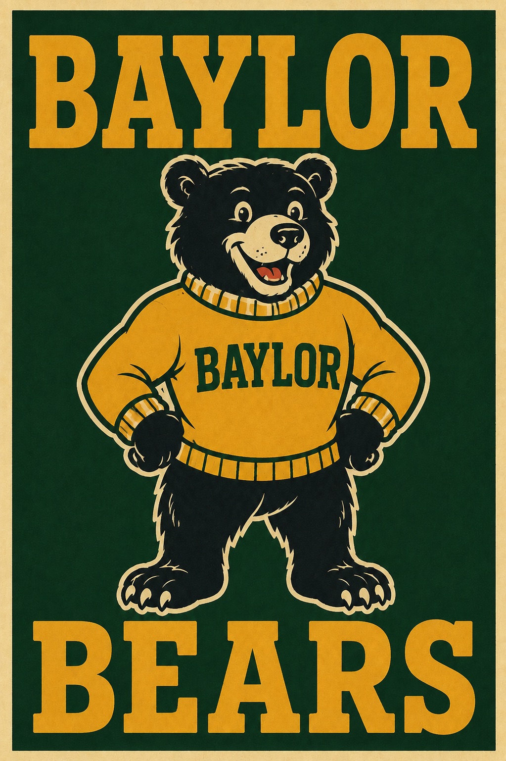 Baylor Bears Vintage-Style Bear Graphic Wall Art