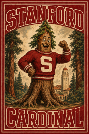 Stanford Cardinal Redwood Tree Vintage-Style Wall Art
