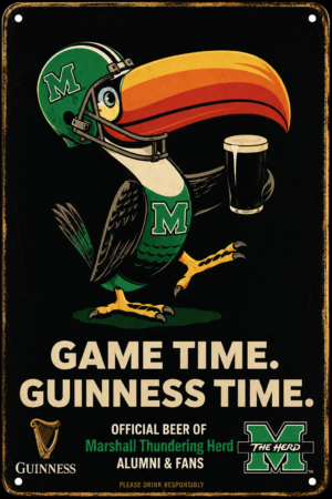 Guinness Marshall Thundering Herd Game Time Metal Sign