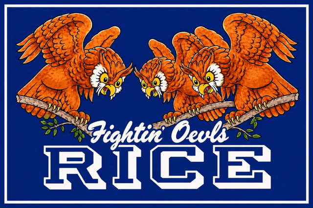 Fightin’ Owls Rice Vintage-Style Wall Art