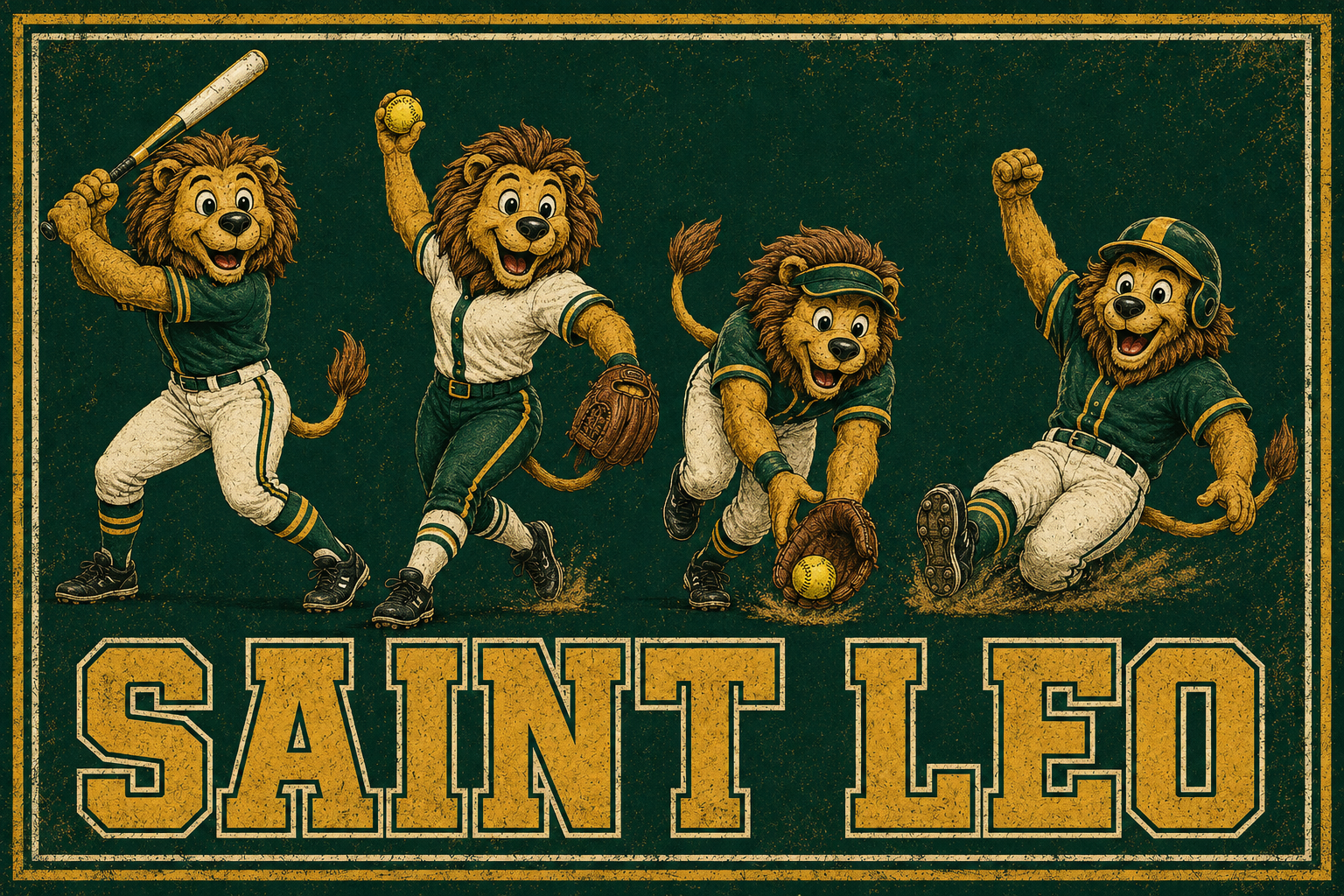 Saint Leo Baseball Lions Vintage-Style Wall Art