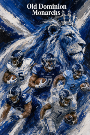 Old Dominion Monarchs Crowned Lion Football Wall Art