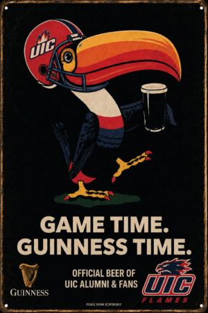 UIC Flames and Guinness-Themed Game Time Wall Sign