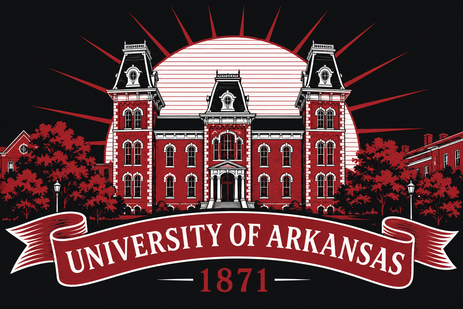 University of Arkansas 1871 Campus Building Wall Art