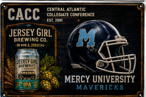 Mercy University Mavericks CACC Football Beer Sign