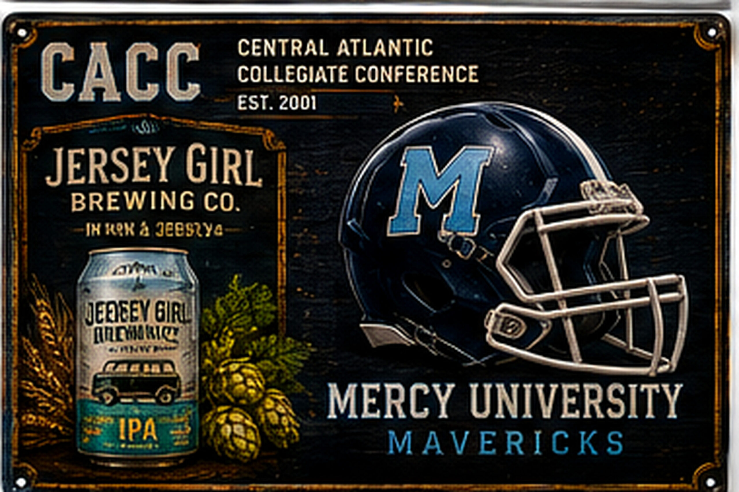 Mercy University Mavericks CACC Football Beer Sign