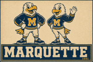 Marquette Eagles Mascot Vintage-Style Wall Art Print