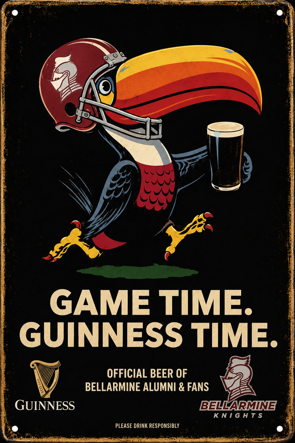 Game Time Guinness Bellarmine Knights Vintage-Style Metal Sign