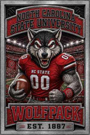 North Carolina State Wolfpack Wolf Football Wall Art