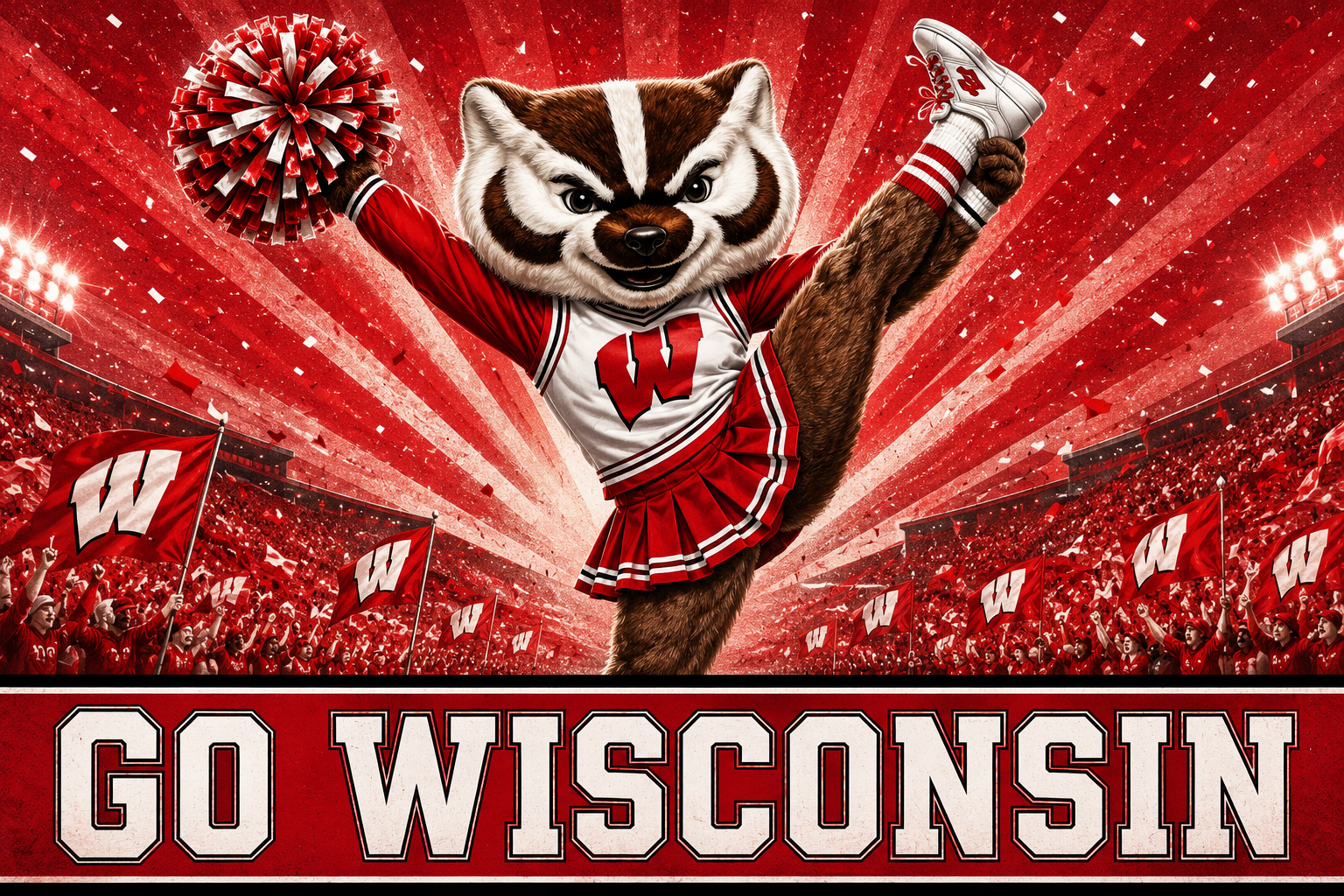Go Wisconsin Badger Cheerleader Stadium Wall Art