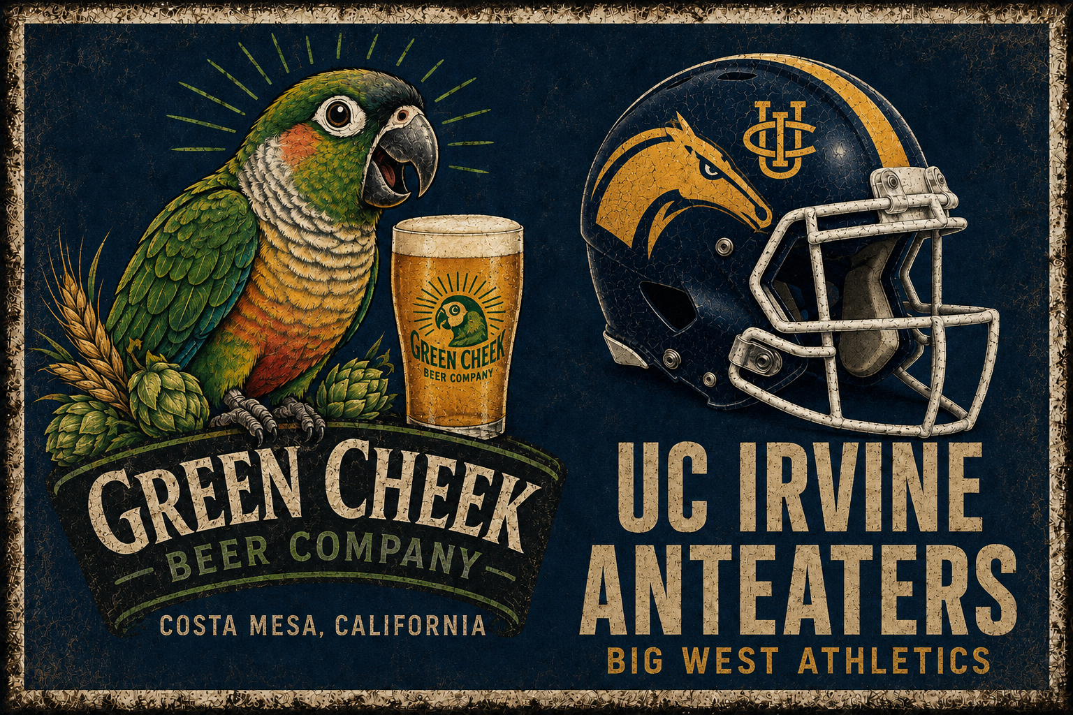 Green Cheek Beer Company & UC Irvine Anteaters Vintage-Style Wall Art