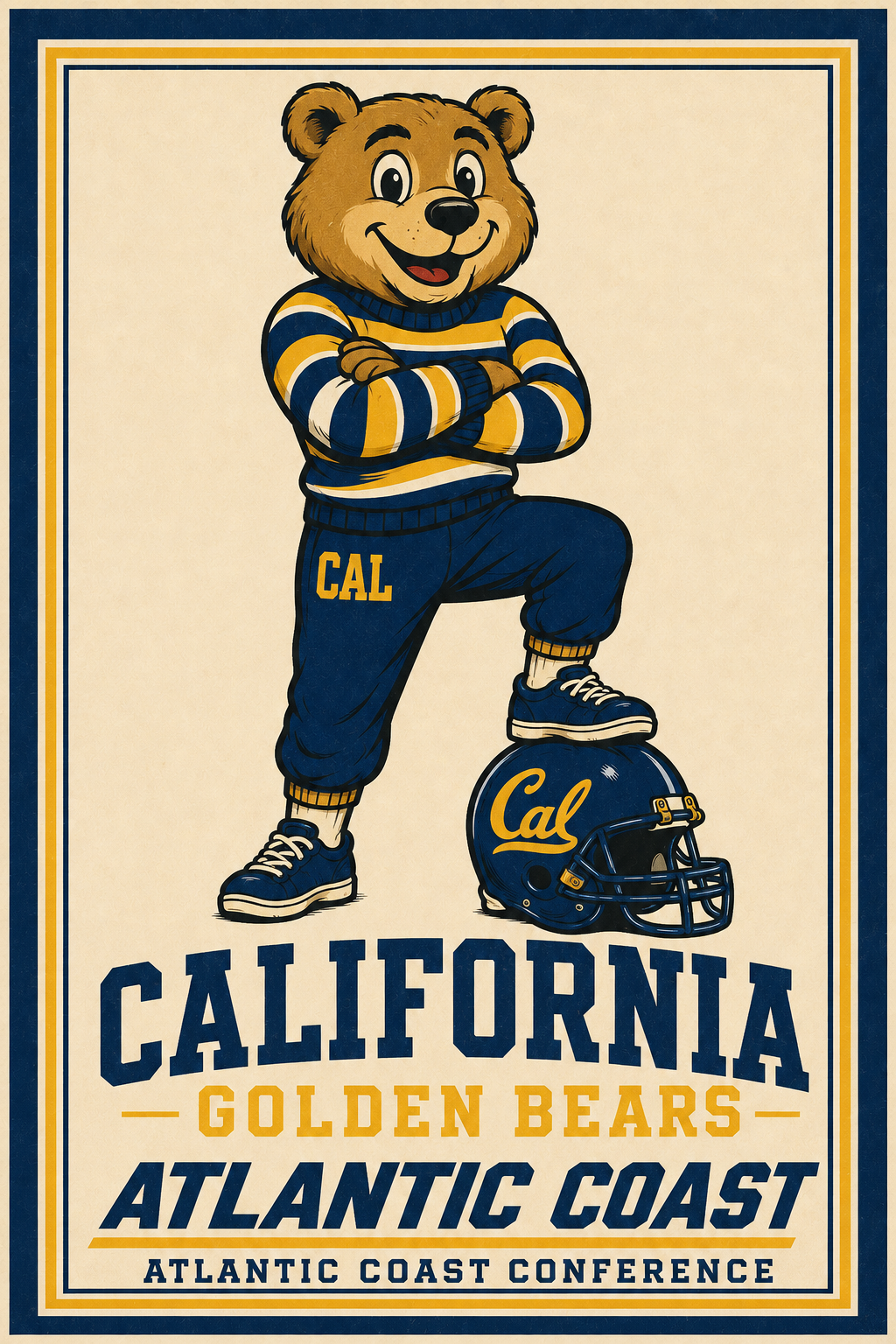 California Golden Bears Atlantic Coast Bear Poster