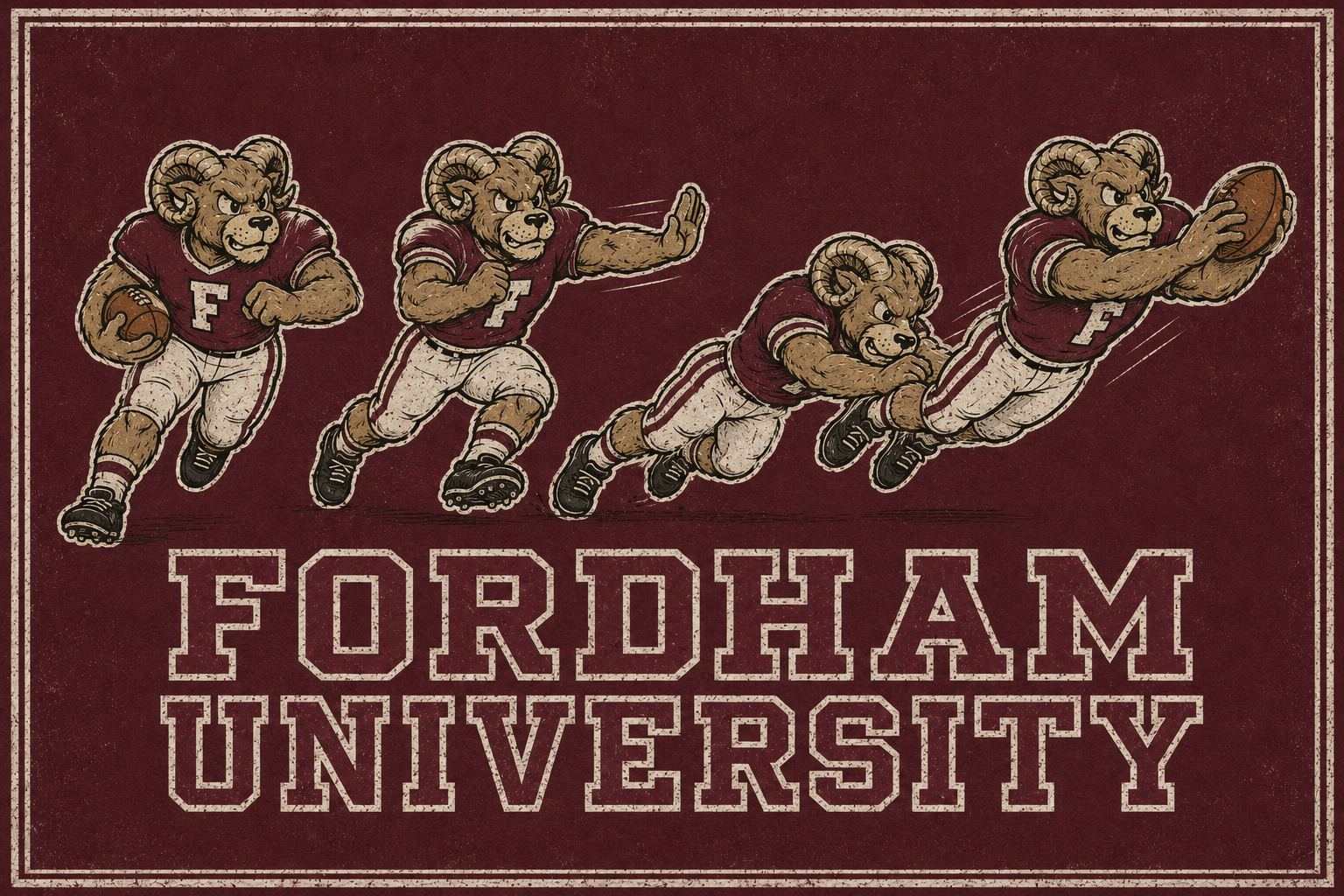 Fordham University Rams Football Vintage-Style Wall Art