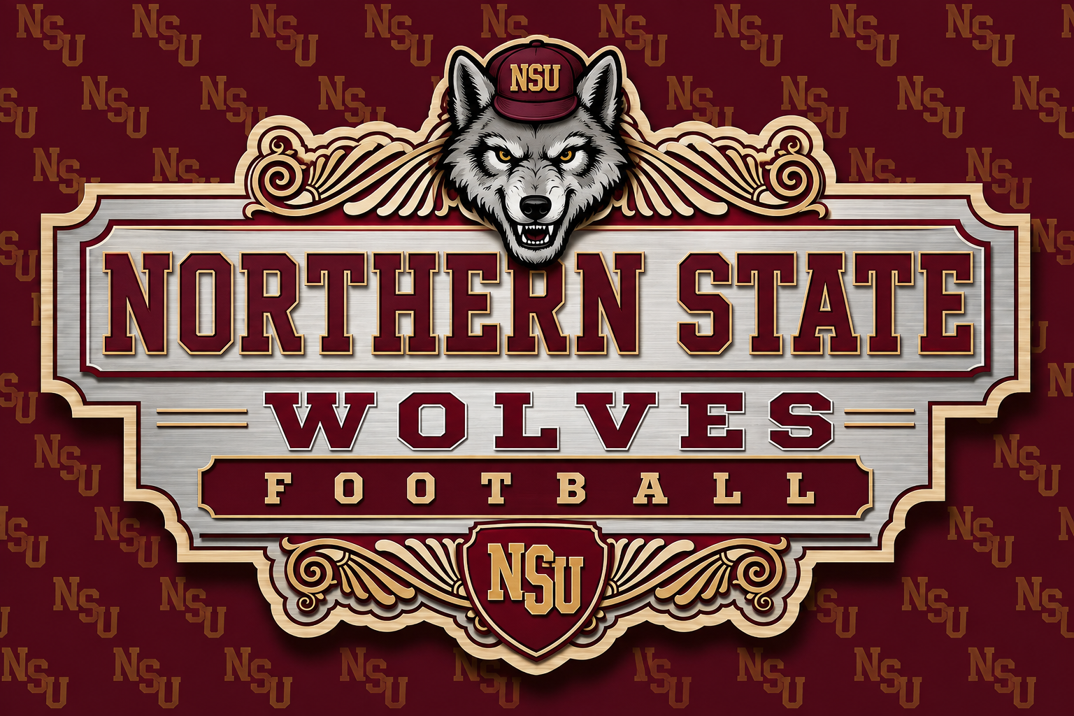 Northern State Wolves Football Vintage-Style Wall Art
