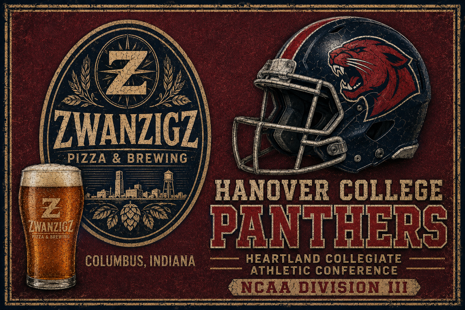 Zwanzig Pizza & Brewing Hanover College Panthers Wall Art