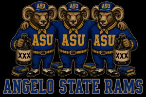 Angelo State Rams Three-Ram Blue and Gold Graphic