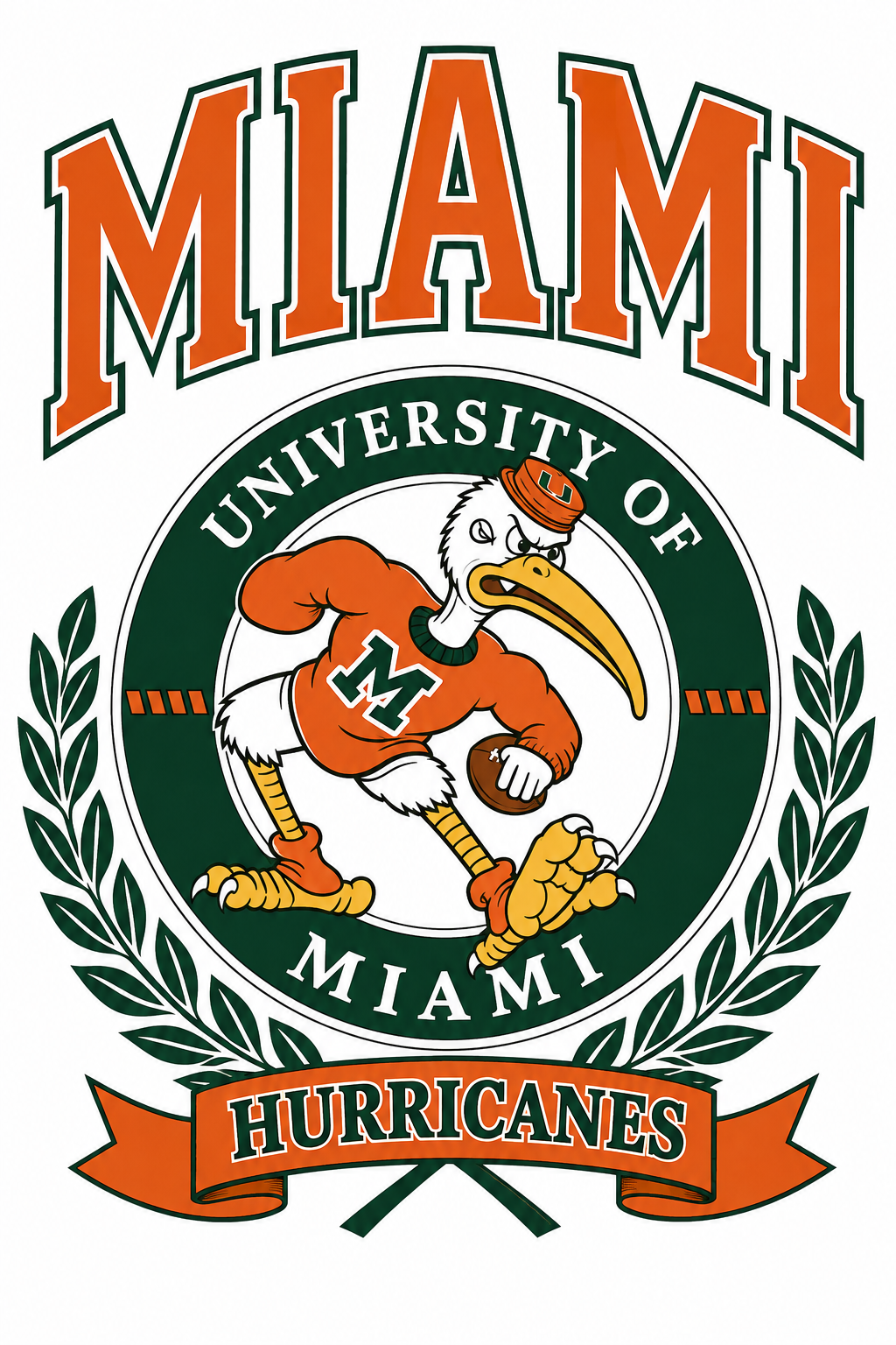 Miami University Hurricanes Orange & Green Mascot Wall Art