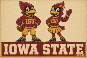 Iowa State Cardinal Couple Vintage-Style Wall Art Print