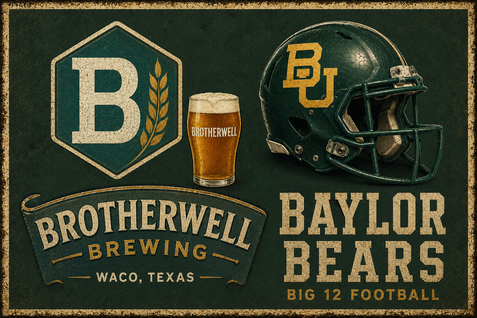 Brotherwell Brewing Baylor Bears Big 12 Football Wall Art