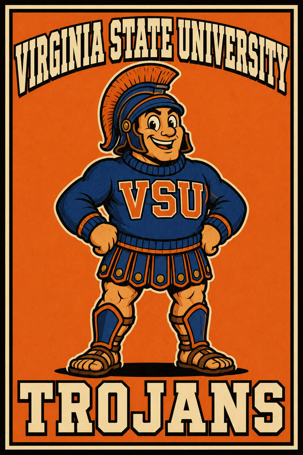 Virginia State Trojans Mascot Wall Art Print