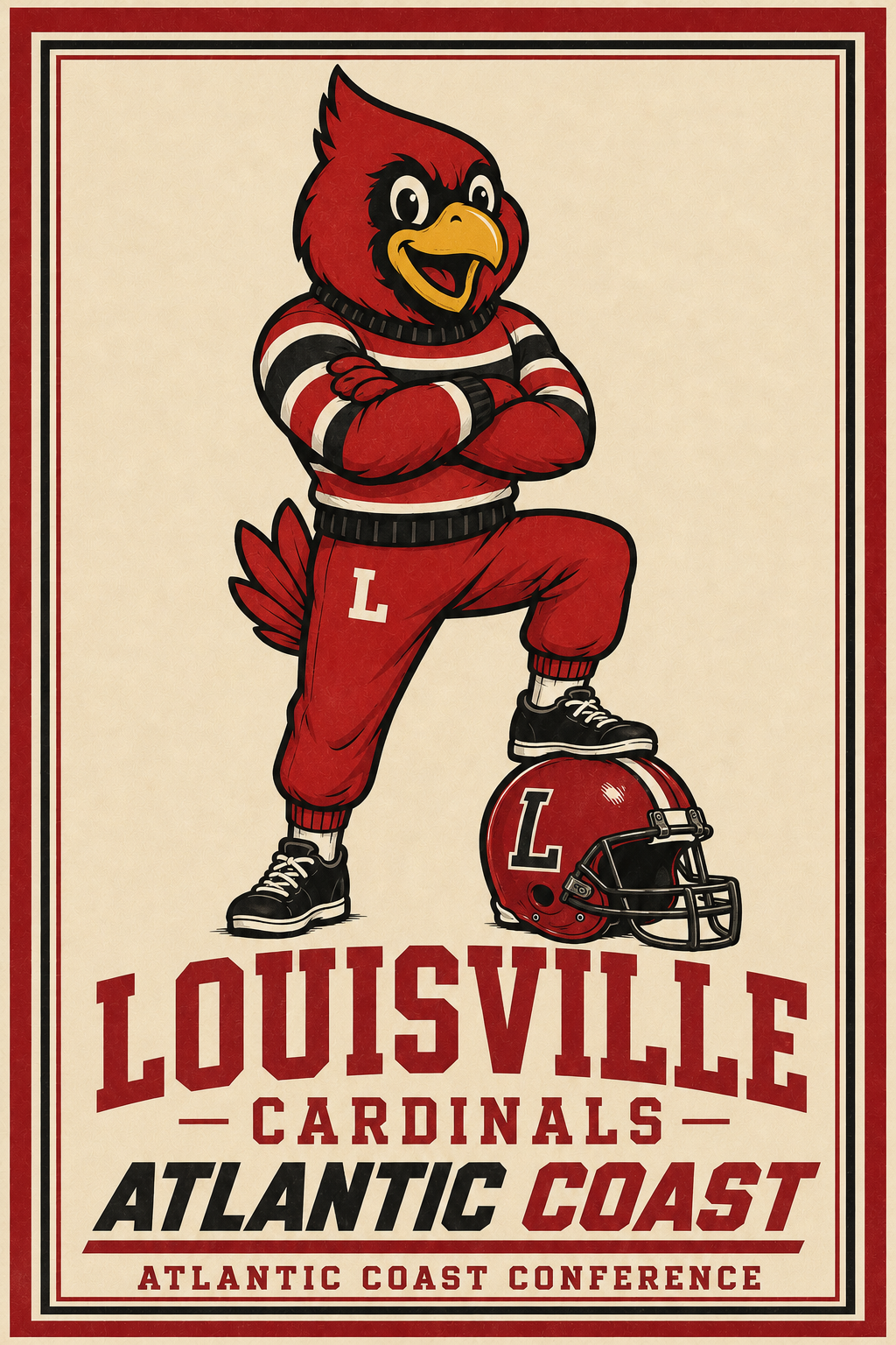 Louisville Cardinals Atlantic Coast Conference Mascot Wall Art