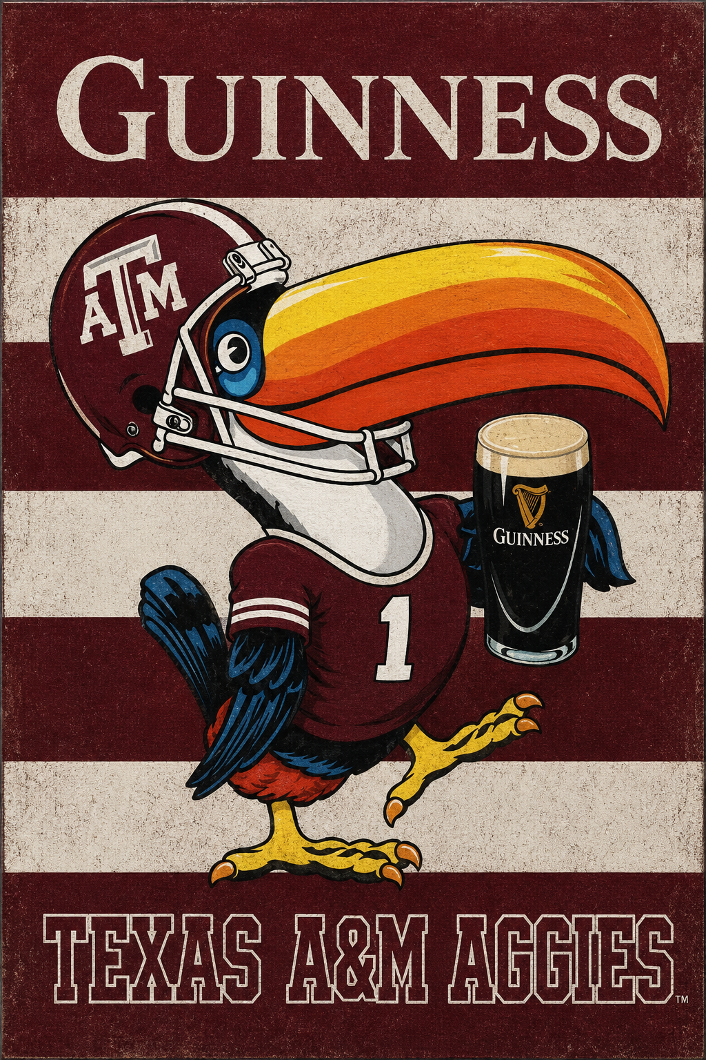 Guinness Texas A&M Aggies Football Player Wall Art