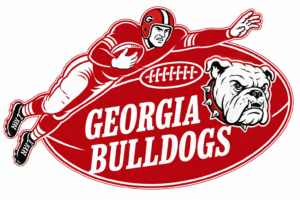 Georgia Bulldogs Football Player and Bulldog Graphic Wall Art