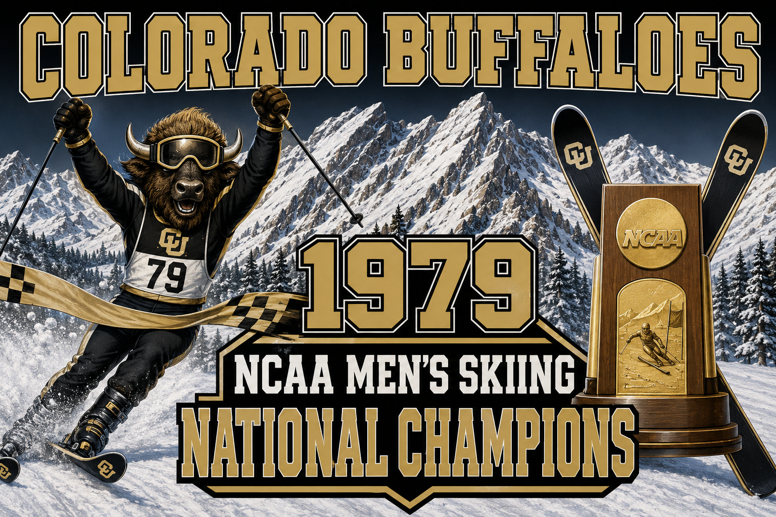 Colorado Buffaloes 1979 Skiing Champions Wall Art