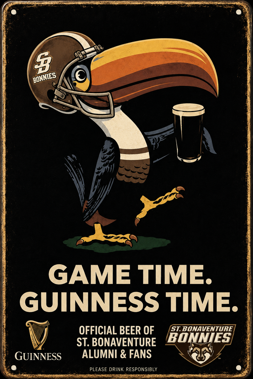 Vintage-Style Guinness Game Time Metal Sign