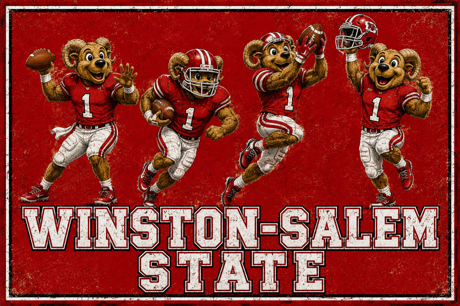 Winston-Salem State Rams Football Distressed Wall Art