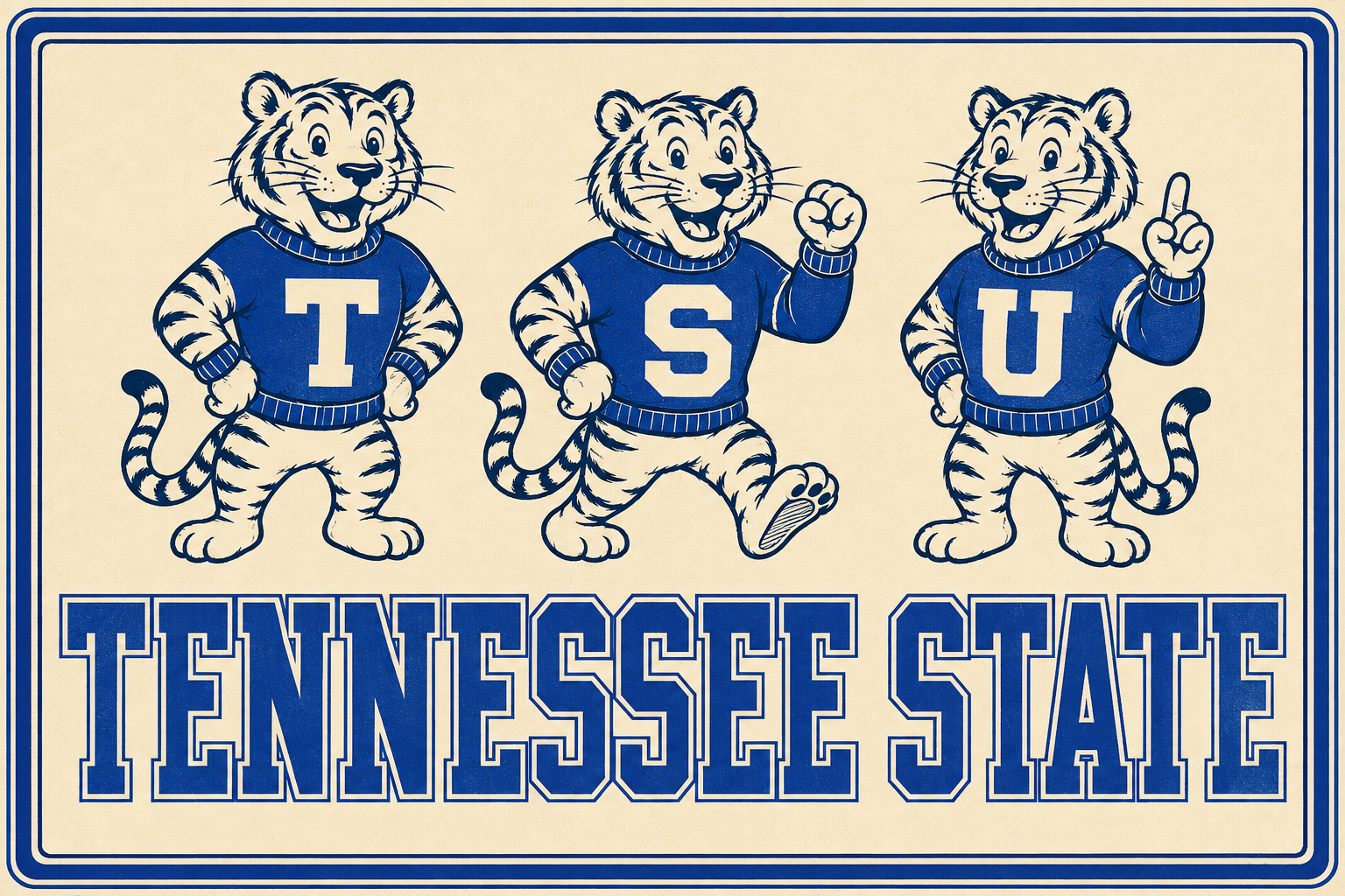 Tennessee State Tiger Trio Typography Wall Art