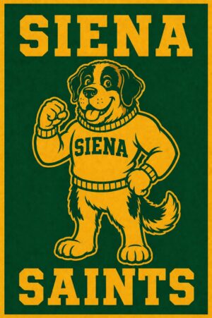 Siena Saints Dog Mascot Green and Gold Wall Art