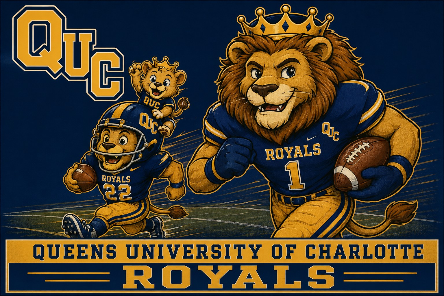 Queens University of Charlotte Royals Football Artwork