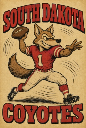 South Dakota Coyotes Football Wolf Mascot Wall Art