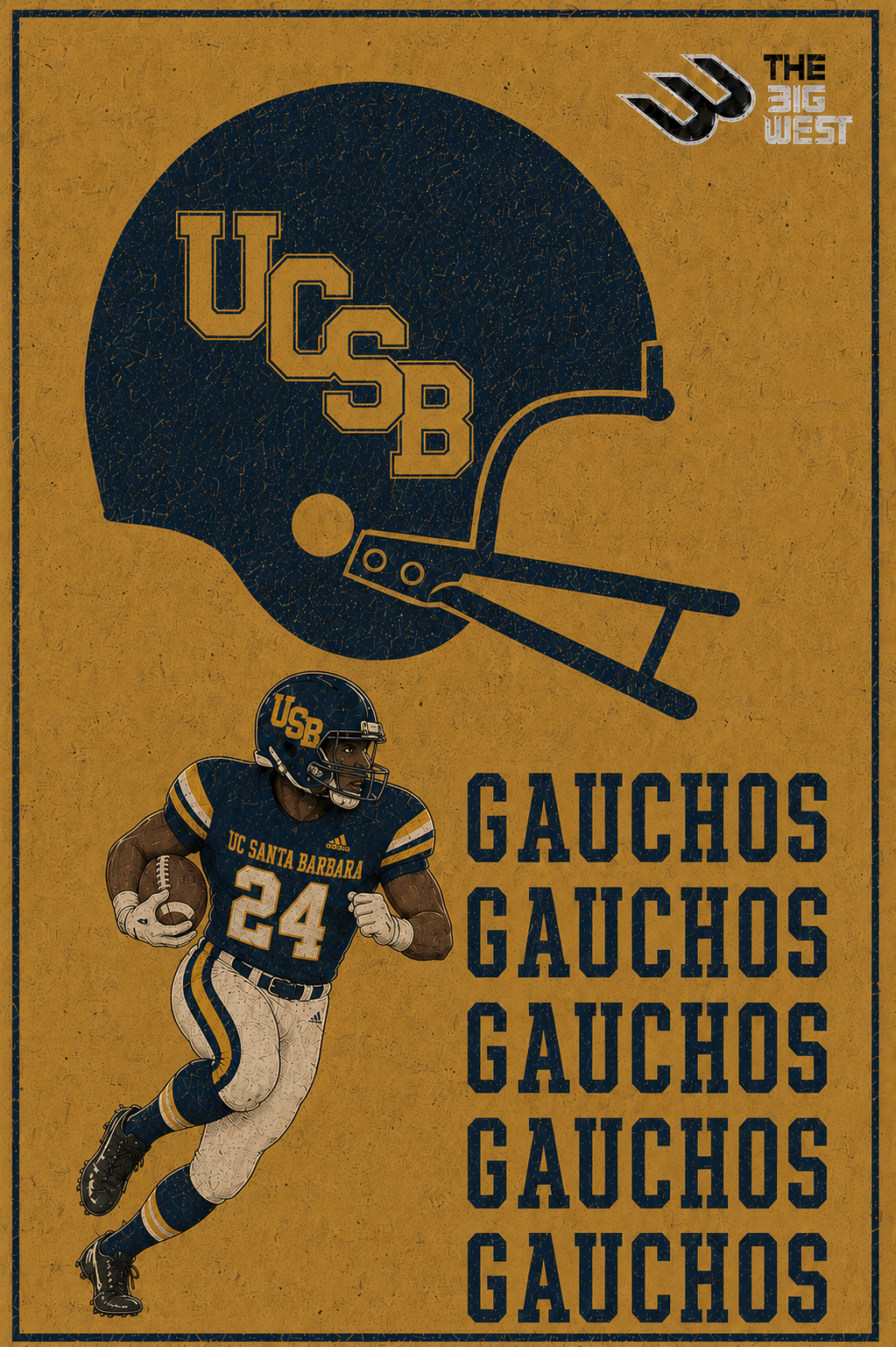 UC Santa Barbara Gauchos Football Vintage-Style Wall Art Print