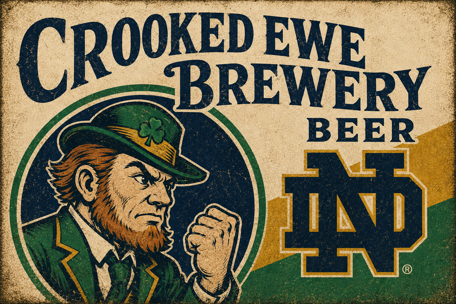 Distressed Crooked Eye Brewery Beer Vintage-Style Wall Art