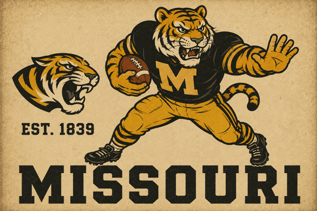 Missouri Tiger Football Vintage-Style Wall Art