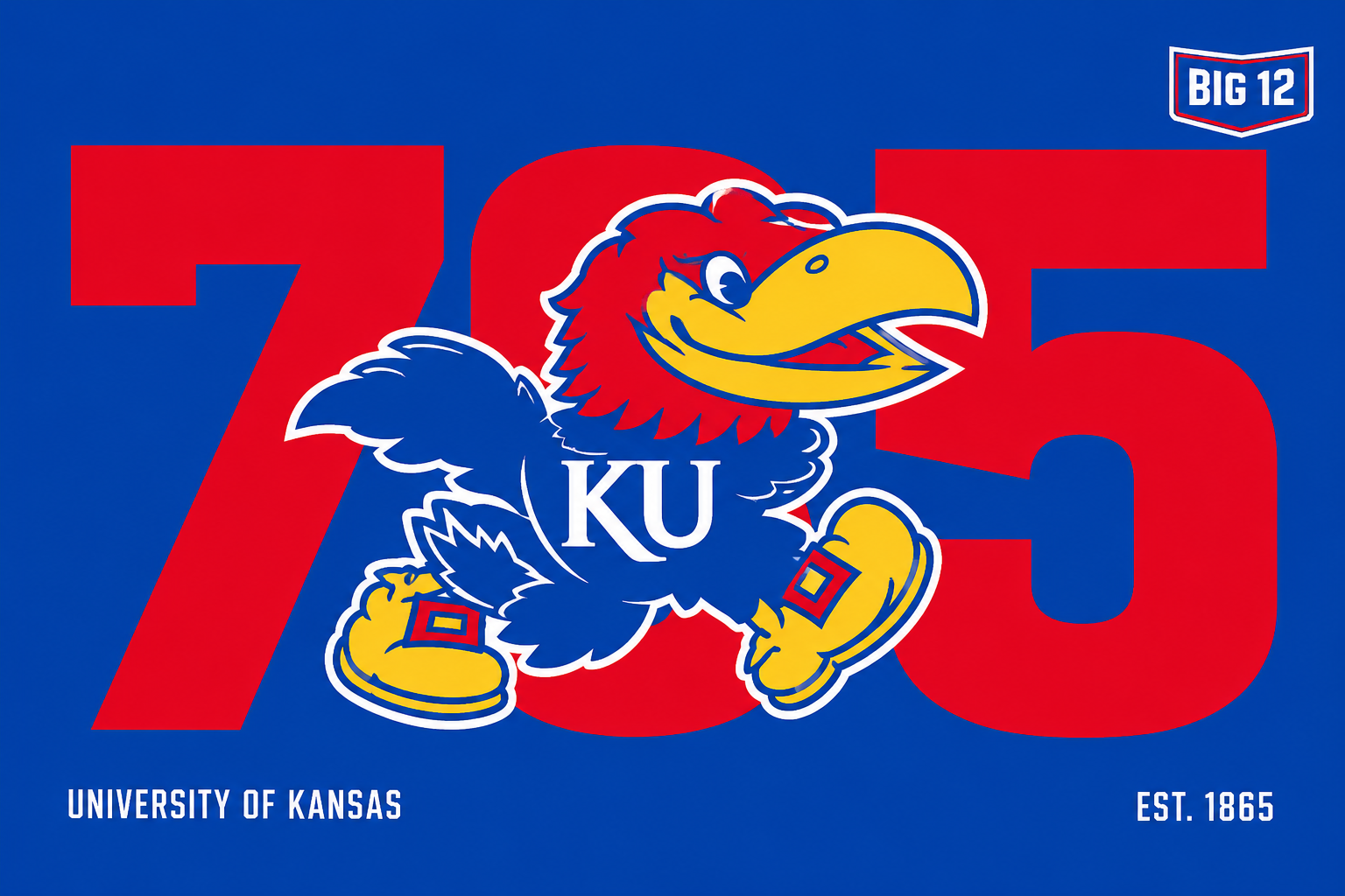KU Jayhawk 75 Big 12 University of Kansas Wall Art
