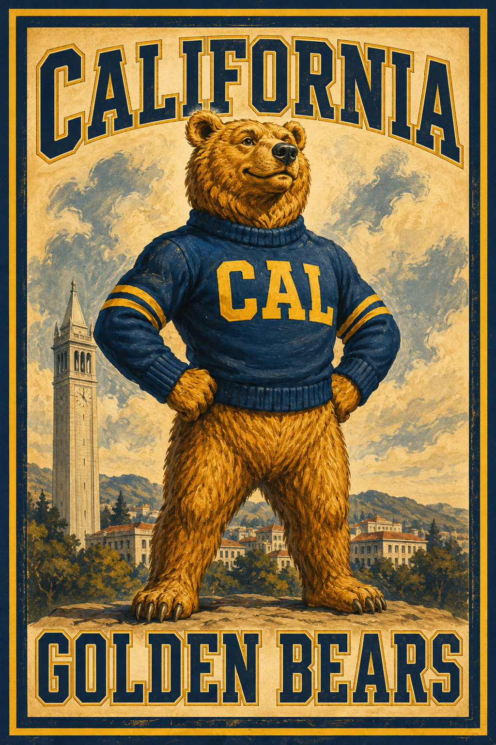 California Golden Bears Bear Vintage-Style Wall Art