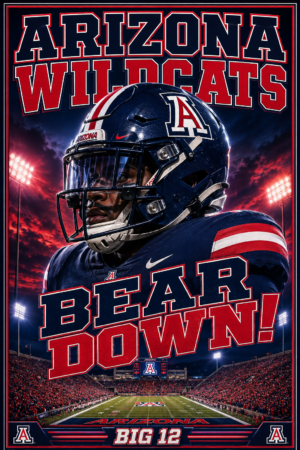 Arizona Wildcats Bear Down Football Wall Art Poster