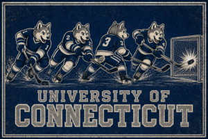 University of Connecticut Hockey Wolves Vintage-Style Wall Art