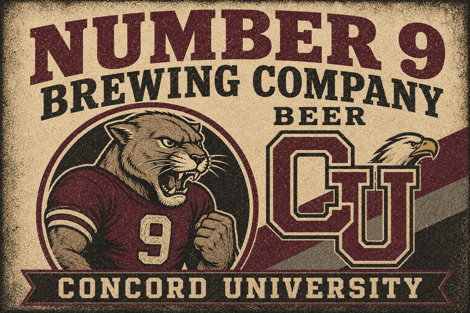 Number 9 Brewing Company Concord University Cougar Wall Art