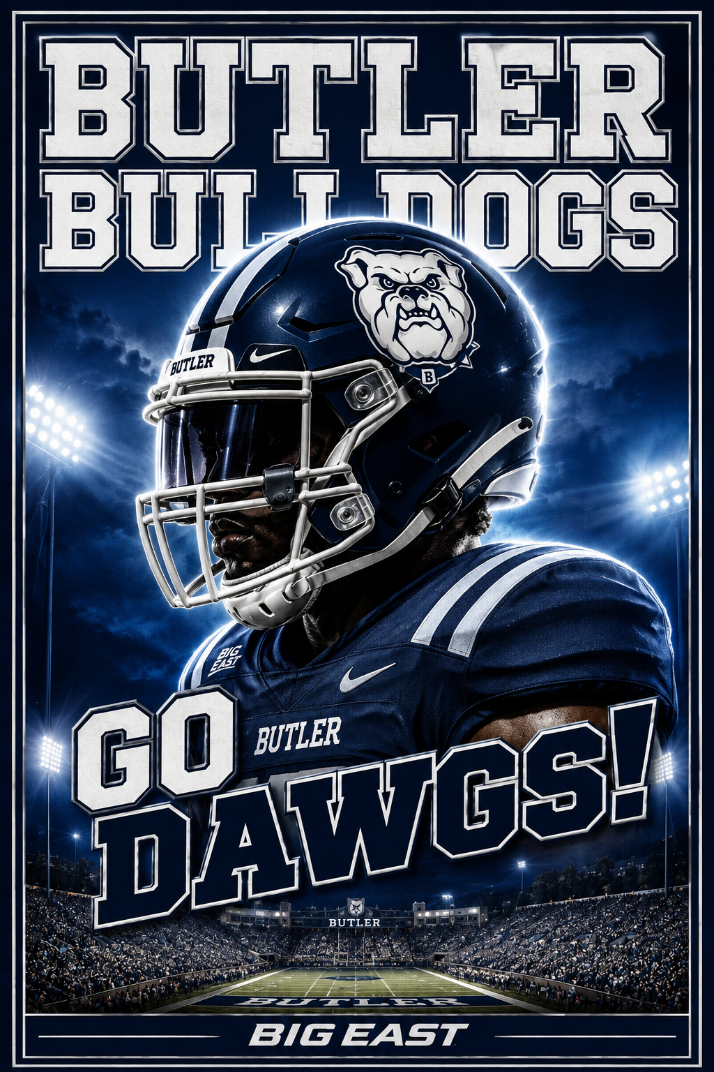 Butler Bulldogs Go Dawgs Football Poster