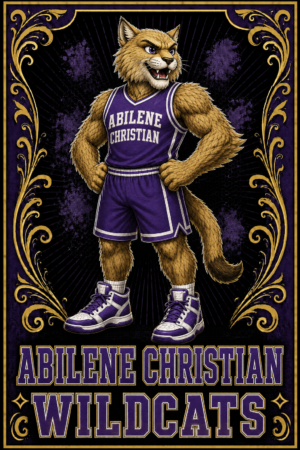 Abilene Christian Wildcats Purple Wildcat Basketball Wall Art