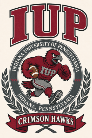 IUP Crimson Hawks Vintage-Style Mascot Wall Art