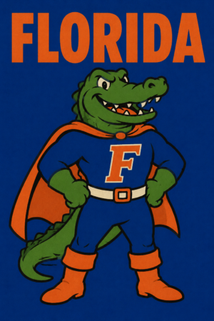 Florida Alligator Superhero Printed Wall Art
