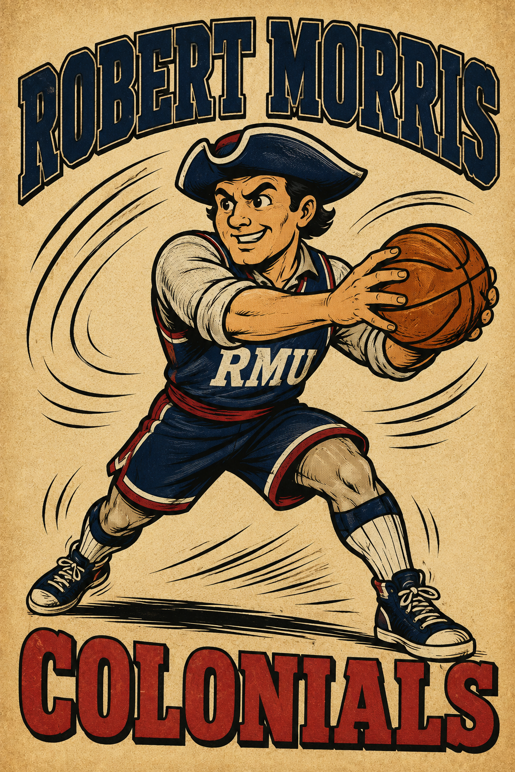Robert Morris Colonials Vintage-Style Basketball Poster